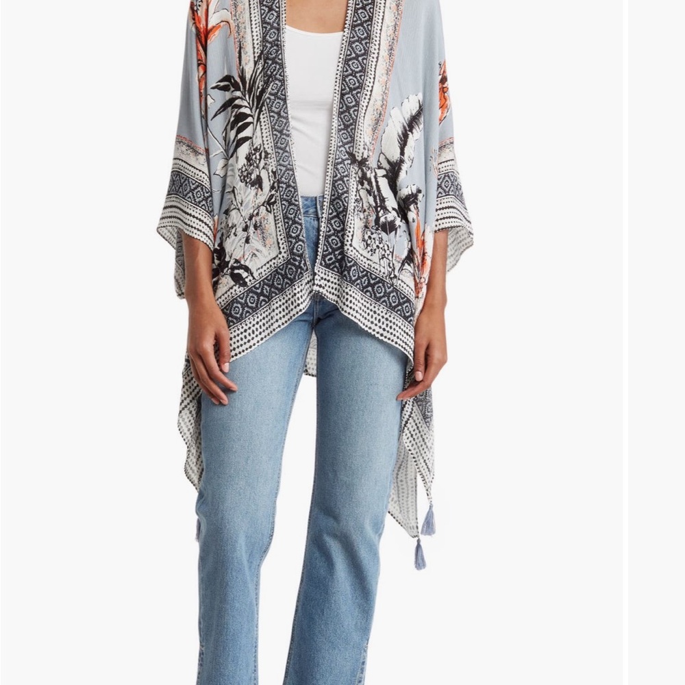 Vince Camuto Blue and Orange Floral Wrap